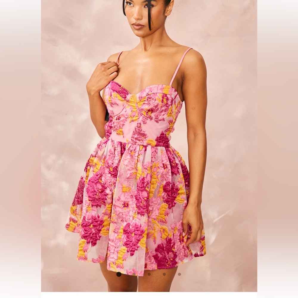 PrettyLittleThing Pink Floral Dress
